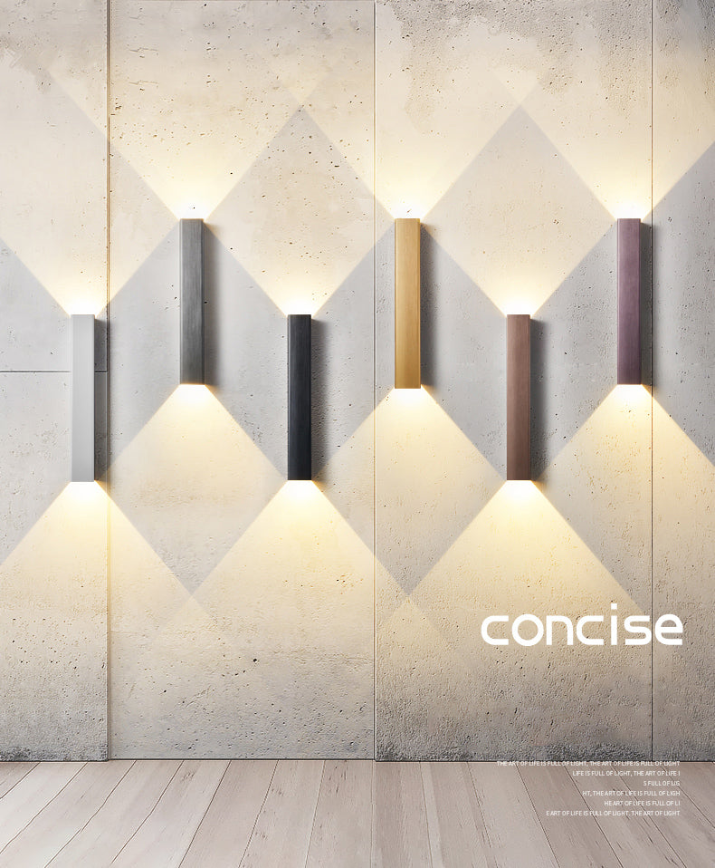 2-Lights Rectangular Lighting Fixtures Aluminum Modern Style Sconces Wall Lamps