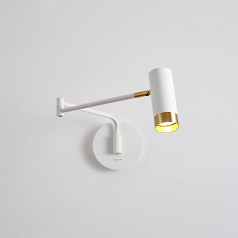 Swing Arm Wall Sconce Fixture Light 1-Light Metallic Modern Style Wall Light Sconce for Study