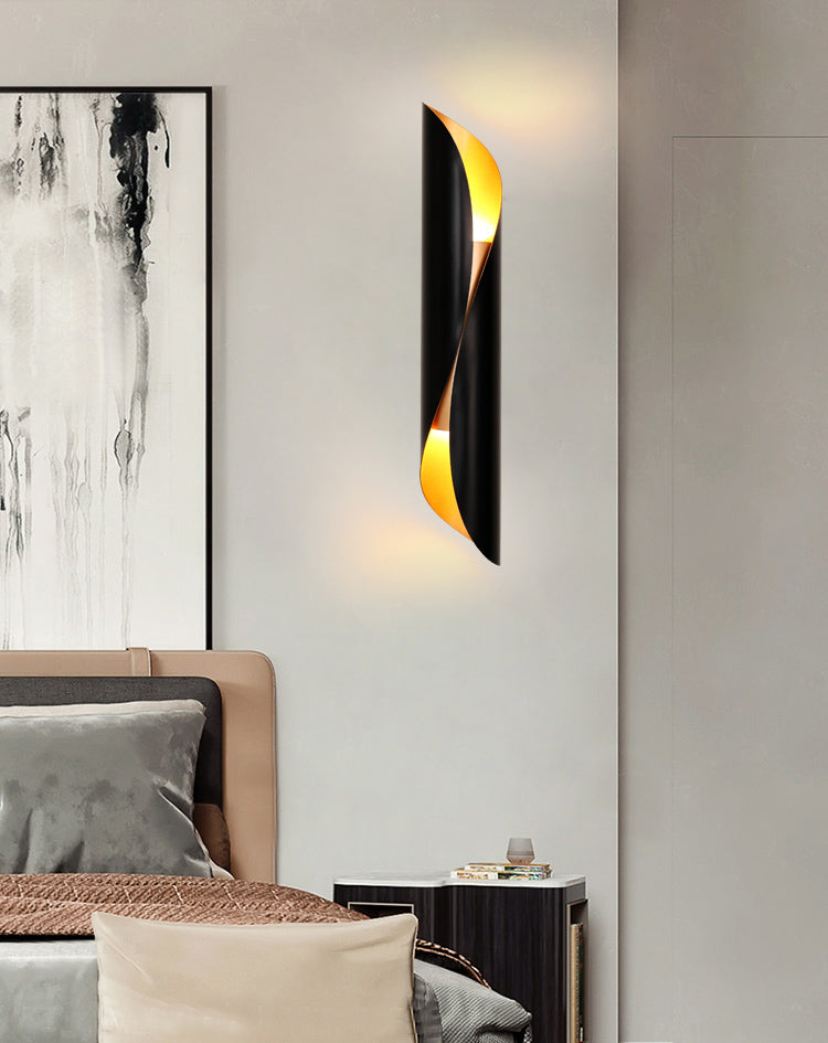 Curved Wall Lighting Fixtures Modern Style 2-Lights Metal Lighting Sconce for Restaurant