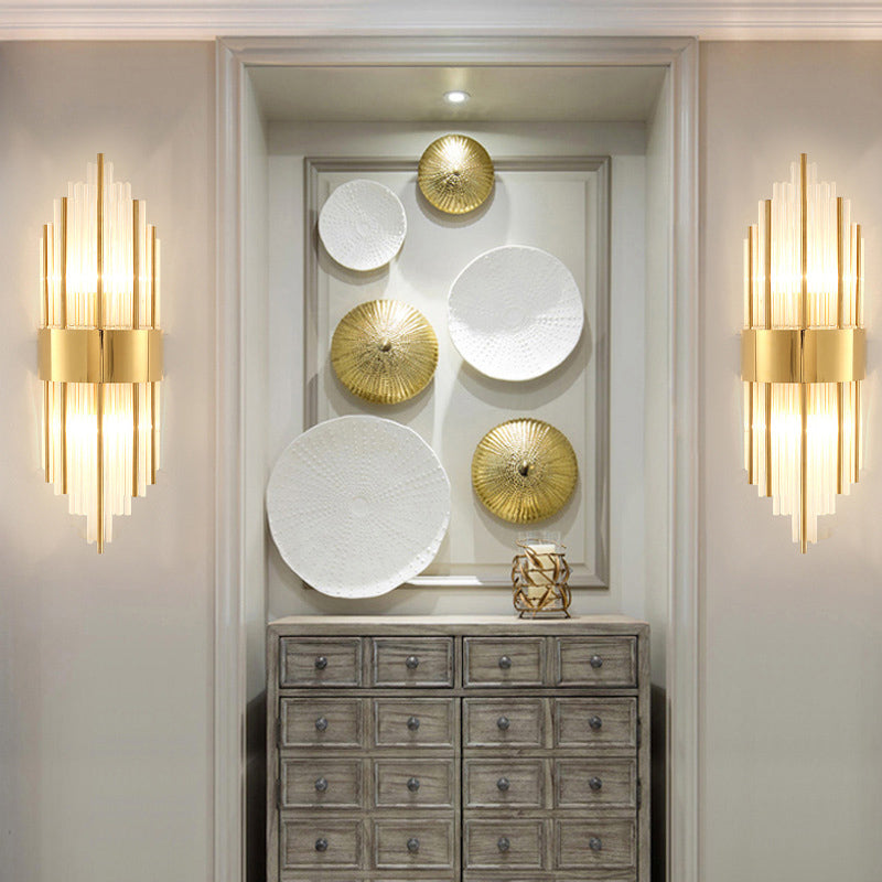 Gold de 2 luces Luz Montada de pared Tubos de estilo moderno Apliques de pared Flexiones de iluminación