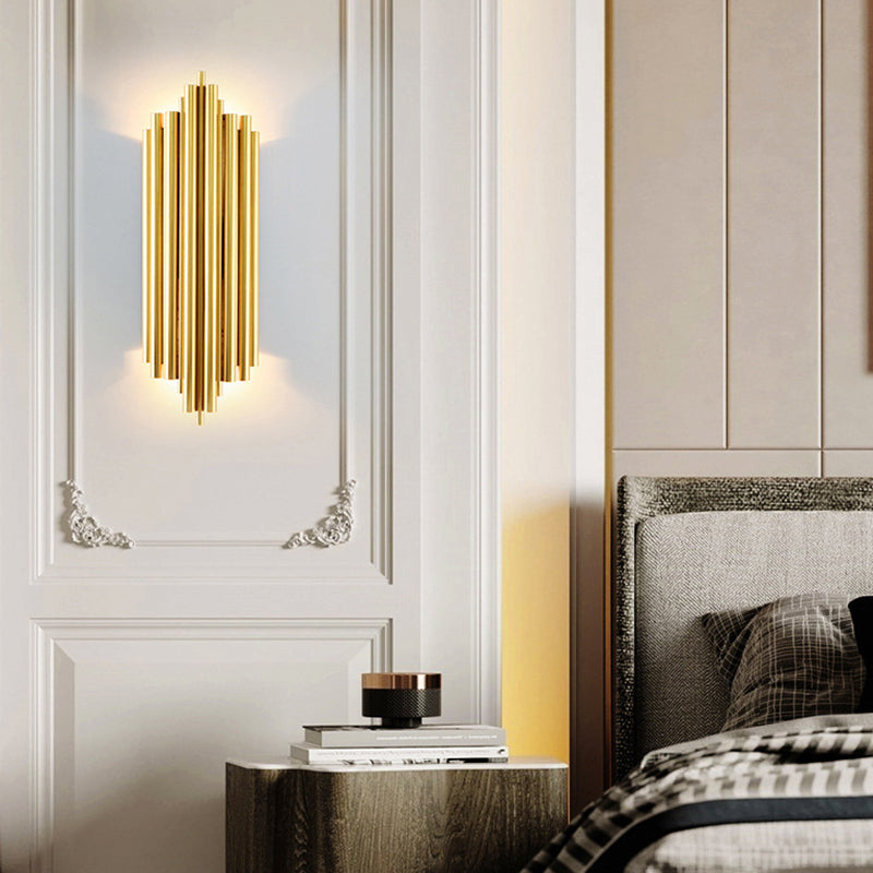 Gold de 2 luces Luz Montada de pared Tubos de estilo moderno Apliques de pared Flexiones de iluminación
