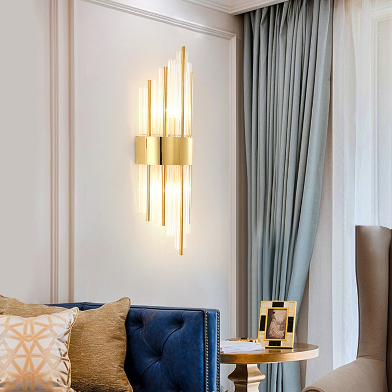 Gold de 2 luces Luz Montada de pared Tubos de estilo moderno Apliques de pared Flexiones de iluminación