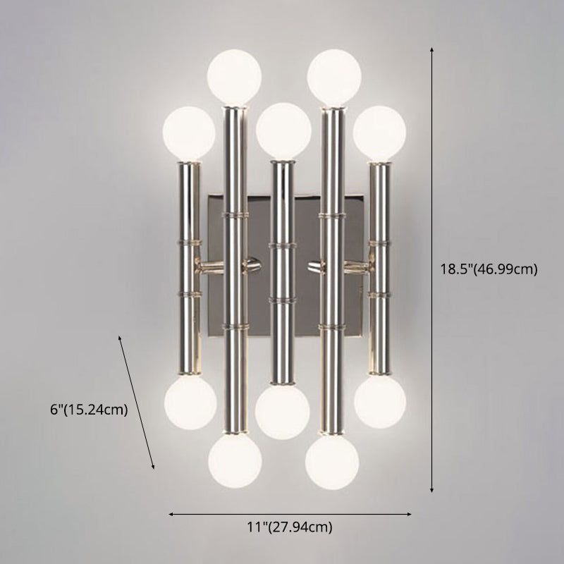 Tubos Apliques de pared metálicos Fixes de iluminación Estilo moderno Luz de pared de 10 luces