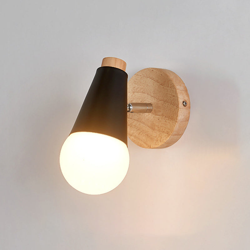 Modern Simple Fashion Style Geometric Shade Wall Sconce Wood 1 Light Sconces