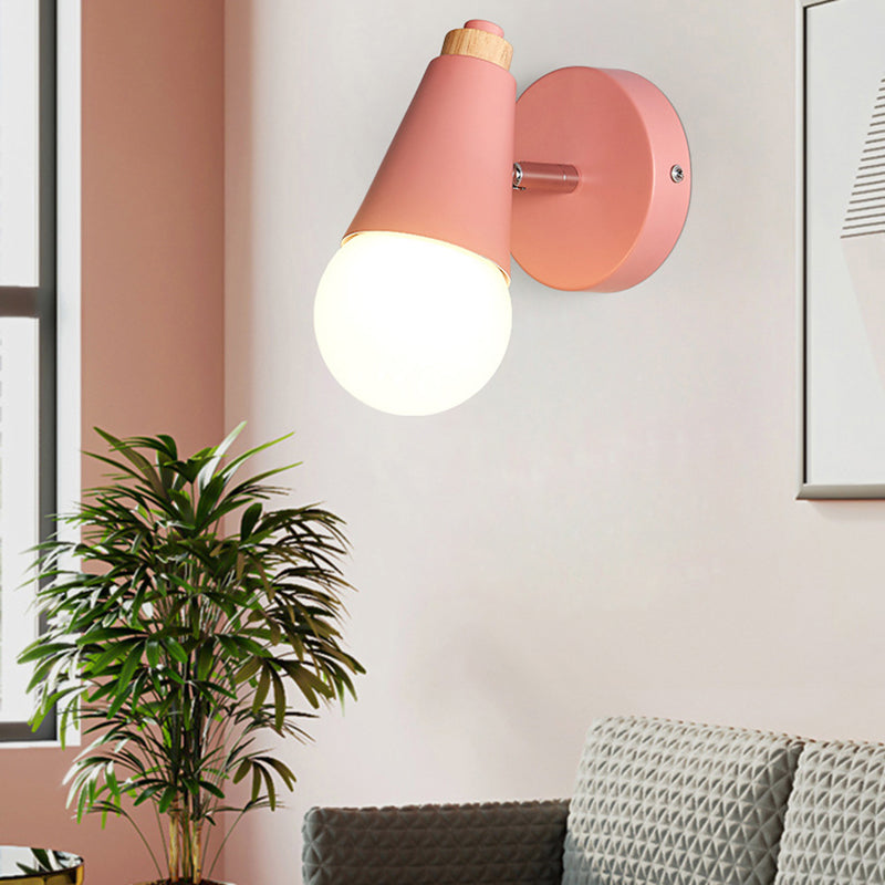 Modern Simple Fashion Style Geometric Shade Wall Sconce Wood 1 Light Sconces