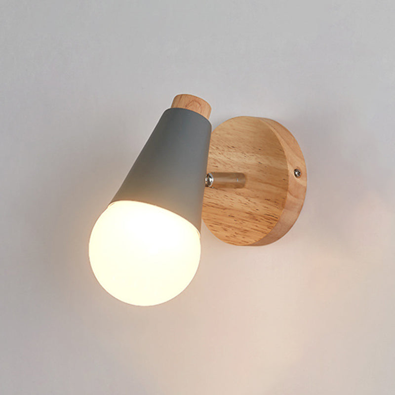 Modern Simple Fashion Style Geometric Shade Wall Sconce Wood 1 Light Sconces