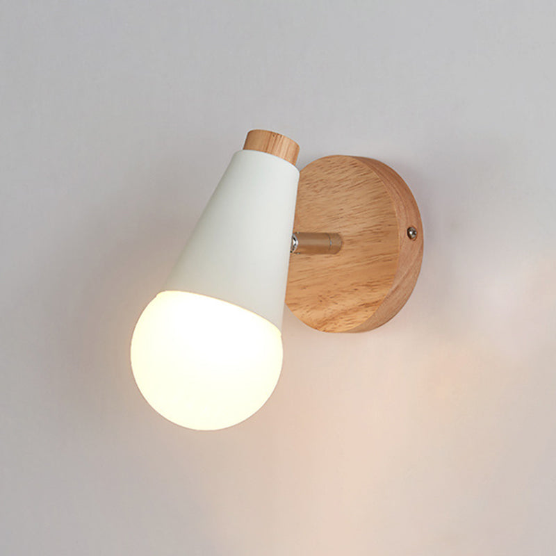 Modern Simple Fashion Style Geometric Shade Wall Sconce Wood 1 Light Sconces