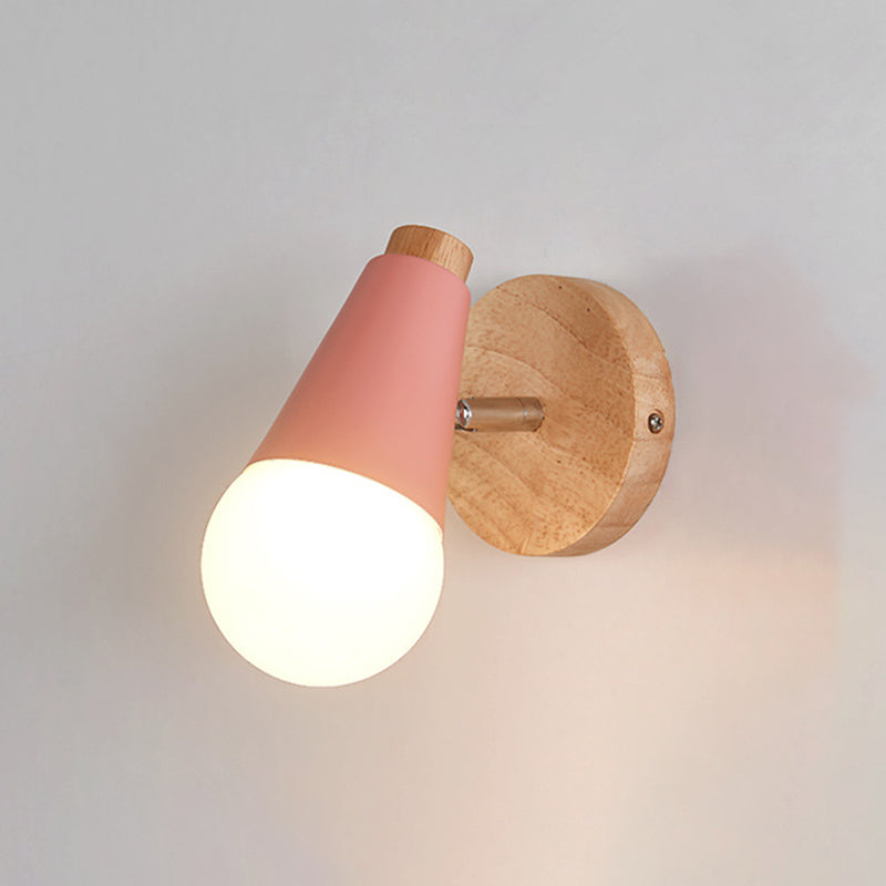 Modern Simple Fashion Style Geometric Shade Wall Sconce Wood 1 Light Sconces