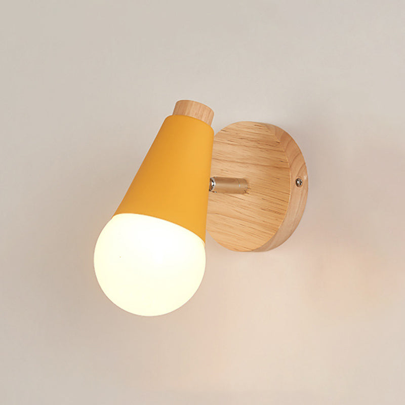 Modern Simple Fashion Style Geometric Shade Wall Sconce Wood 1 Light Sconces