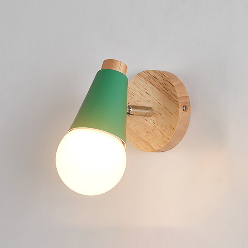 Modern Simple Fashion Style Geometric Shade Wall Sconce Wood 1 Light Sconces
