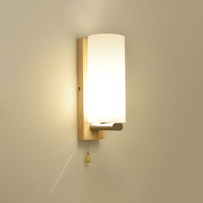 Geometric Shade Wall Lighting Modern Simple Wood Style Wall Light in Brown