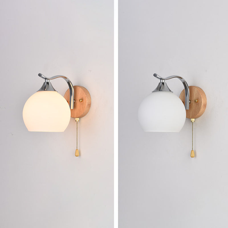 Geometric Shade Wall Lighting Modern Simple Wood Style Wall Light in Brown