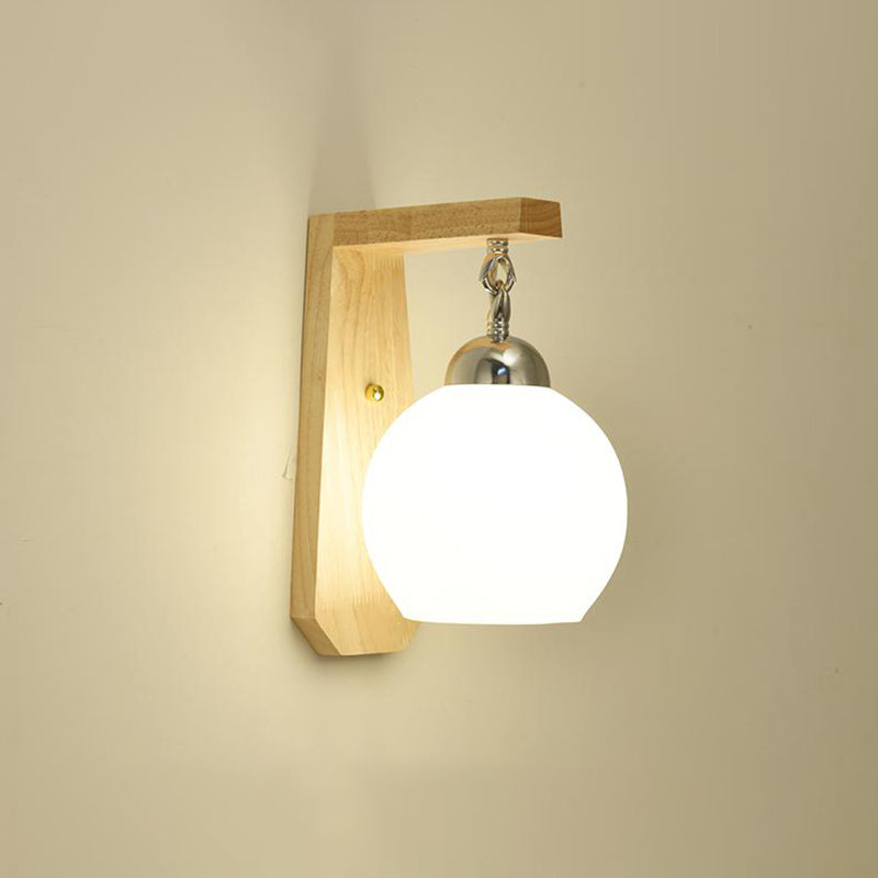 Geometric Shade Wall Lighting Modern Simple Wood Style Wall Light in Brown