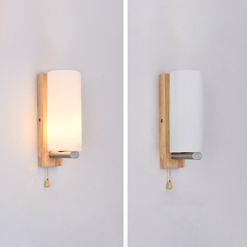 Geometric Shade Wall Lighting Modern Simple Wood Style Wall Light in Brown