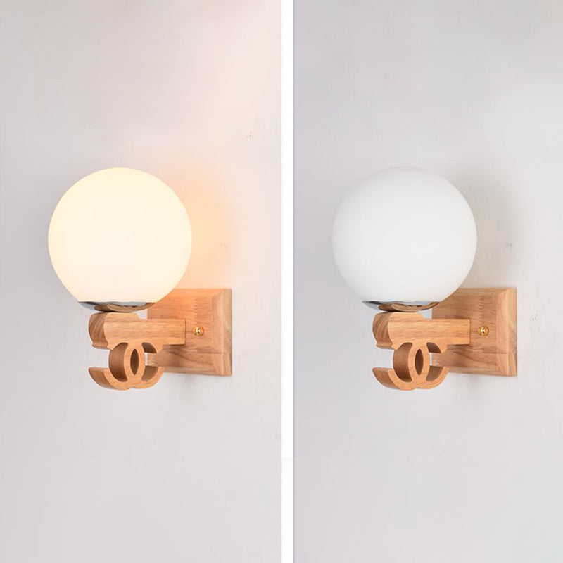 Geometric Shade Wall Lighting Modern Simple Wood Style Wall Light in Brown