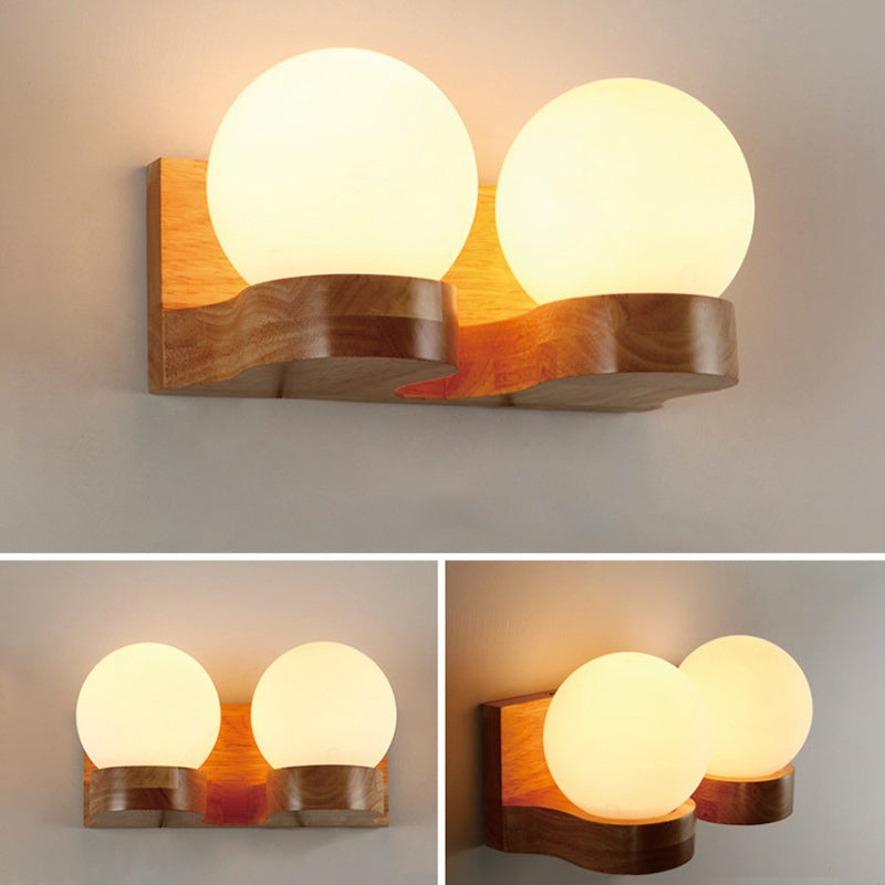 2 LA LA LA LUCCHI LIGHT SCONCE ROUND SCONCIO MODERNO SECCHIO STILO ALLIGHITÀ DELLA parete in legno in marrone