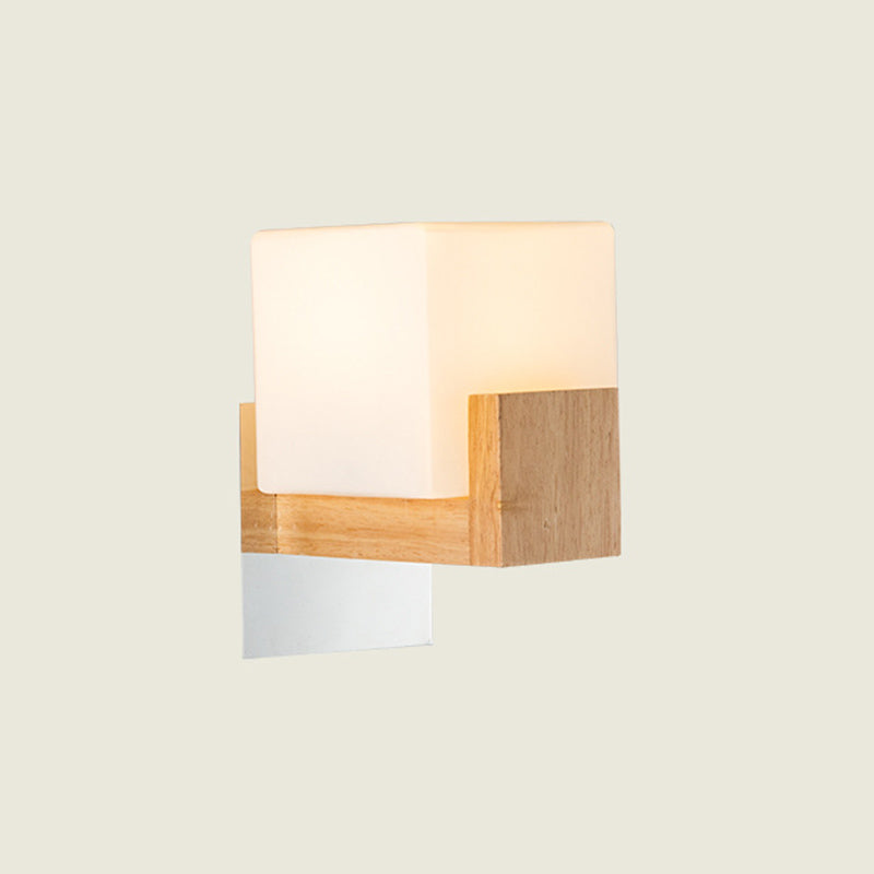 Modern de estilo simple de estilo geométrico Diconteo de madera de madera 1 apliques de luz en marrón