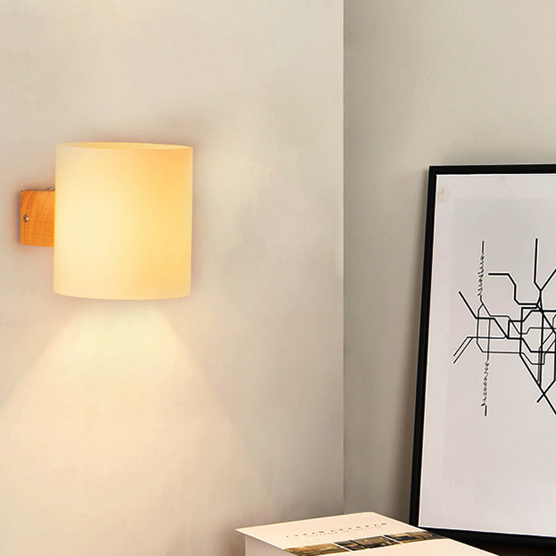 Modern de estilo simple de estilo geométrico Diconteo de madera de madera 1 apliques de luz en marrón