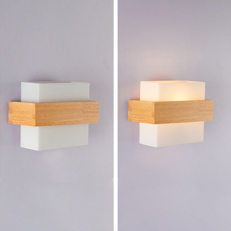 Modern de estilo simple de estilo geométrico Diconteo de madera de madera 1 apliques de luz en marrón