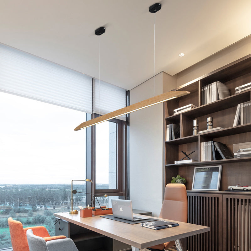 Wood Hanging Pendant Lights Minimalism Linear Hanging Lamps for Office