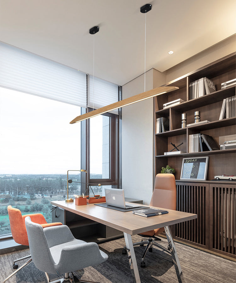 Wood Hanging Pendant Lights Minimalism Linear Hanging Lamps for Office