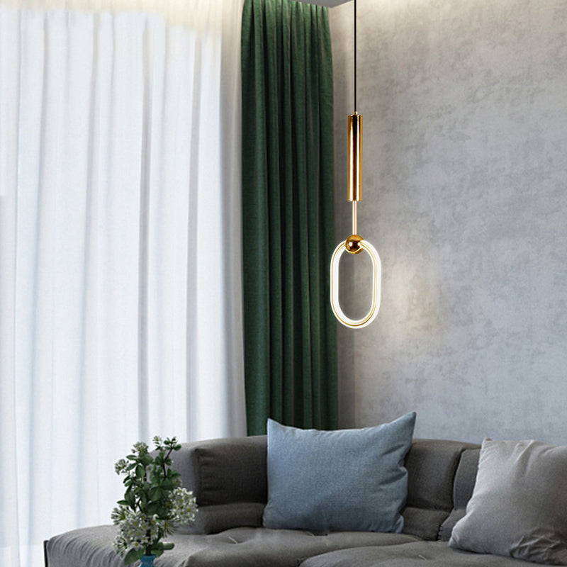 Métal Gold Metal Postmodern Pendant Light 1-Light Plafond plafond Light pour chambre à coucher