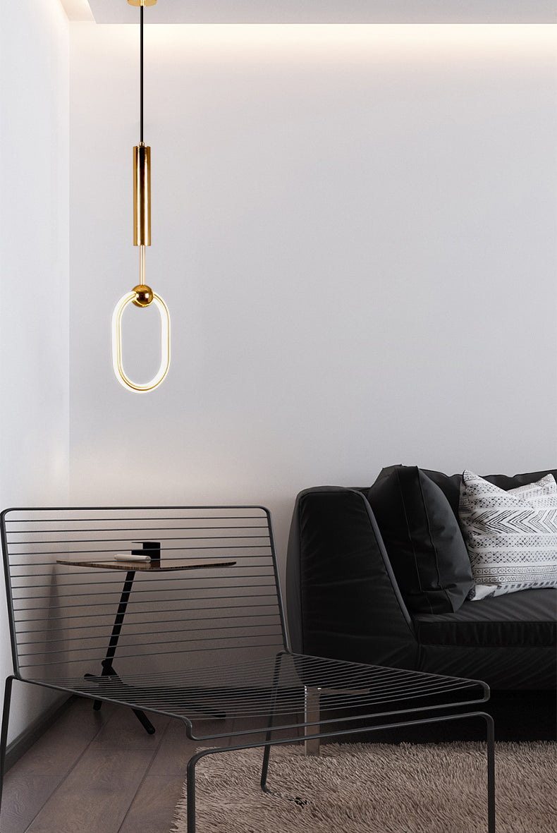 Métal Gold Metal Postmodern Pendant Light 1-Light Plafond plafond Light pour chambre à coucher