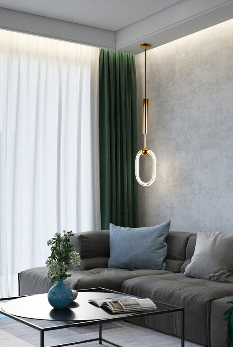 Métal Gold Metal Postmodern Pendant Light 1-Light Plafond plafond Light pour chambre à coucher