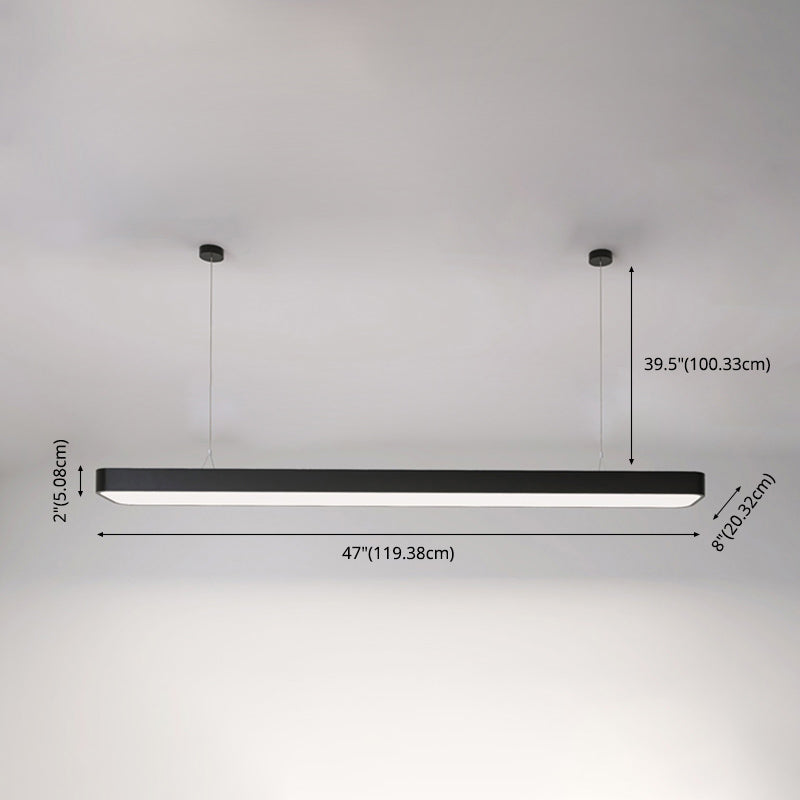 Lustre de l'île moderne lustre linéaire d'éclairage de lustre en métal pour le bureau