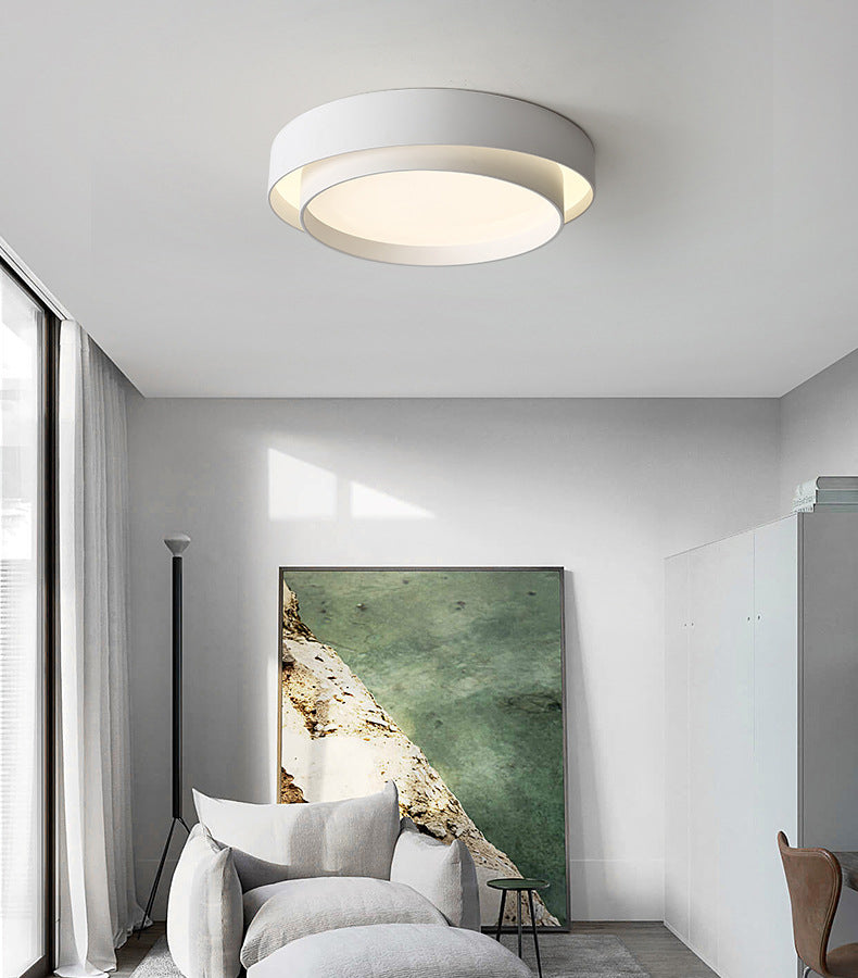 Modern Minimalist Circular LED Flush Mount Wrought Iron Ceiling Fixture with Acrylic Shade