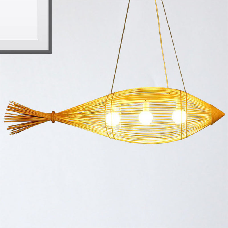 12"/16" Wide Weave Suspension Pendant Retro Bamboo 1 Bulb Wood Hanging Light Fixture