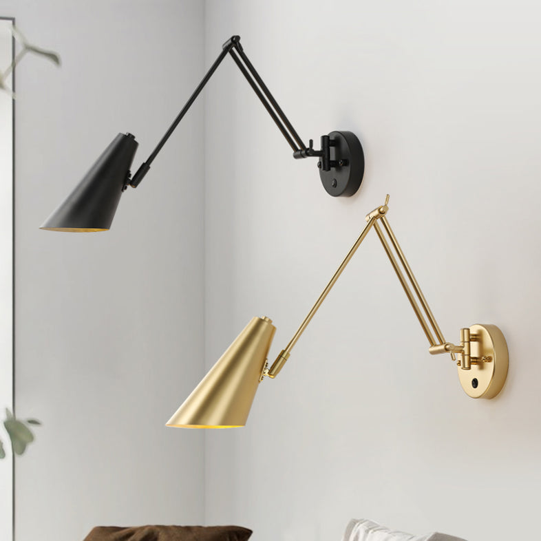 1-Light Wall Sconces Light Fixtures Modern Style Swing Arm Metallic Sconce Wall Lighting