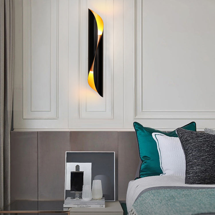 Curved Wall Lighting Fixtures Modern Style 2-Lights Metal Lighting Sconce for Restaurant