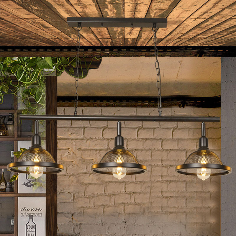 3/4 Lights Island Light Farmhouse Domed Metal Pendant Chandelier in Black for Dining Room