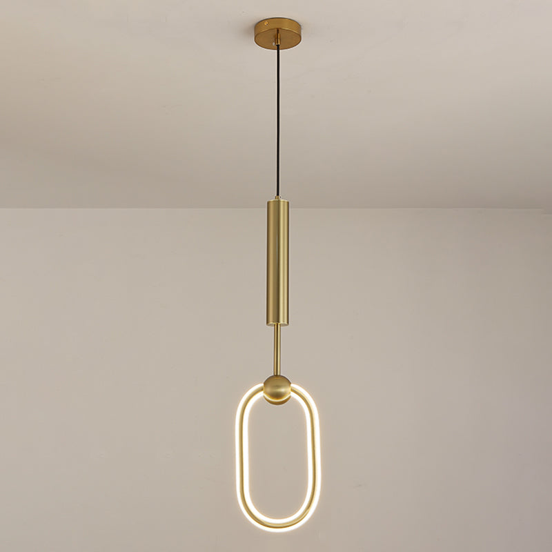 Ring and Oval Shape LED Pendant Light Modern Style Simple Metal Ceiling Pendant Light