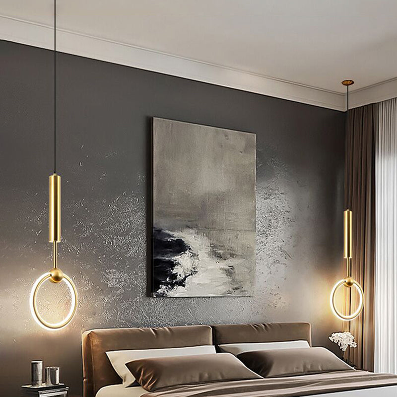 Ring and Oval Shape LED Pendant Light Modern Style Simple Metal Ceiling Pendant Light