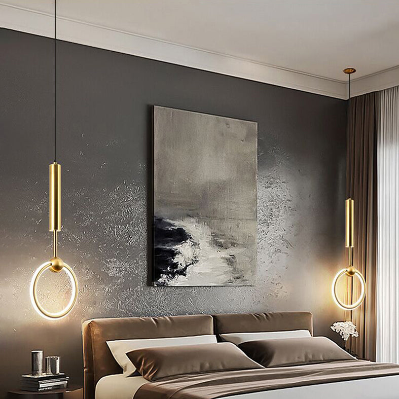 Ring and Oval Shape LED Pendant Light Modern Style Simple Metal Ceiling Pendant Light