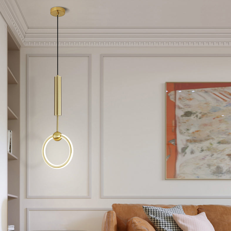 Ring and Oval Shape LED Pendant Light Modern Style Simple Metal Ceiling Pendant Light