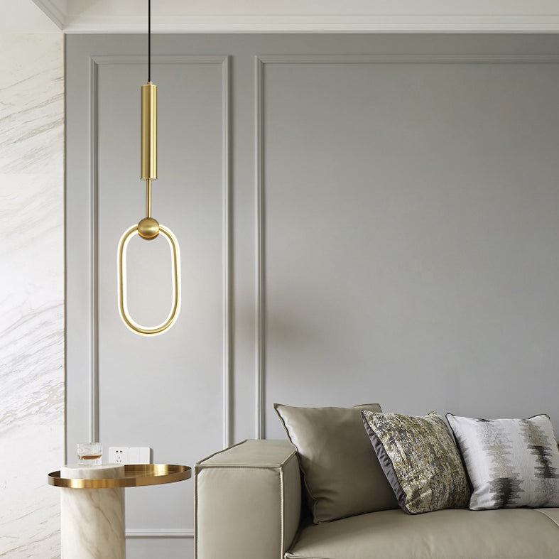 Ring and Oval Shape LED Pendant Light Modern Style Simple Metal Ceiling Pendant Light