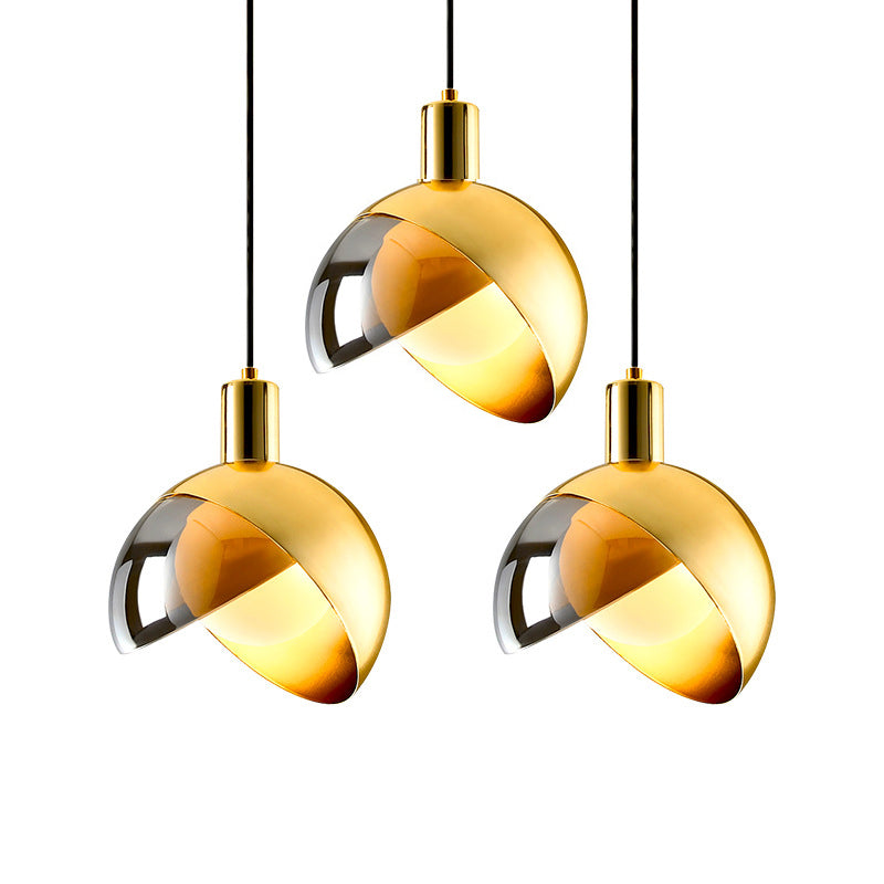 Postmodern Semicircle Hanging Light 1 Bulbs Metal Pendant in Gold for Restaurant