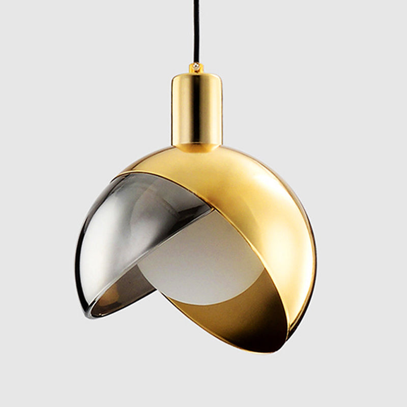 Postmodern Semicircle Hanging Light 1 Bulbs Metal Pendant in Gold for Restaurant