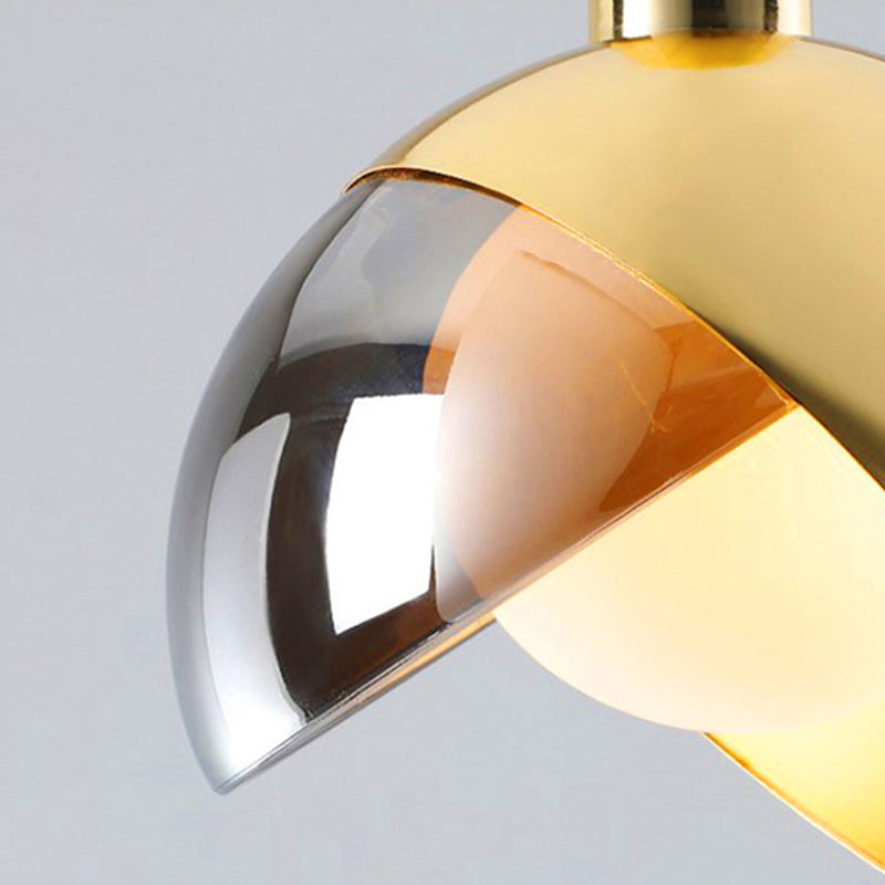 Postmodern Semicircle Hanging Light 1 Bulbs Metal Pendant in Gold for Restaurant