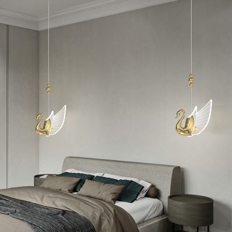 Swan Shape 1 Head plafond Pendant lampe Postmodern Metal Metal Plafond Light for Dinning Room Bedroom