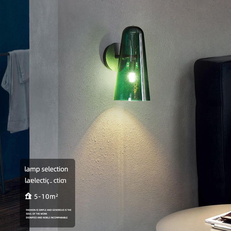 Minimalist Shaded Wall Lighting Fixture Glass Bedroom Wall Mounted Light Fixture