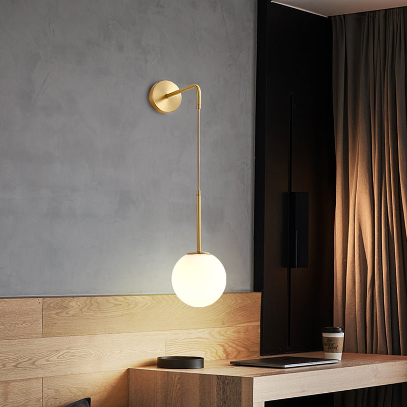 Bedroom Wall Sconce Lighting Nordic Style Wall Mounted Light with Orb Glass Shade