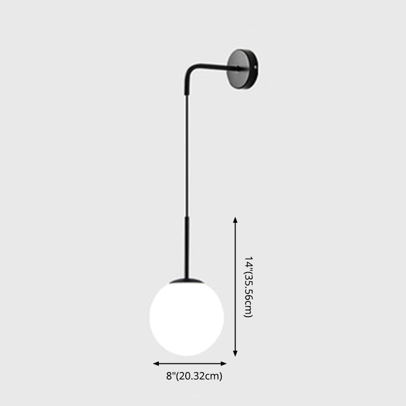 Bedroom Wall Sconce Lighting Nordic Style Wall Mounted Light with Orb Glass Shade