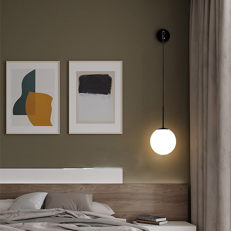 Bedroom Wall Sconce Lighting Nordic Style Wall Mounted Light with Orb Glass Shade