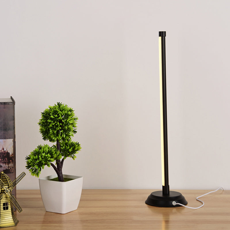 Metallic Rod Shaped Table Lamp Nordic Style Integrated LED Nightstand Light