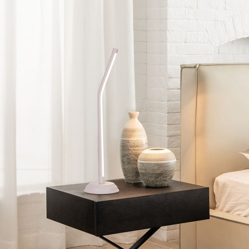 Metallic Rod Shaped Table Lamp Nordic Style Integrated LED Nightstand Light