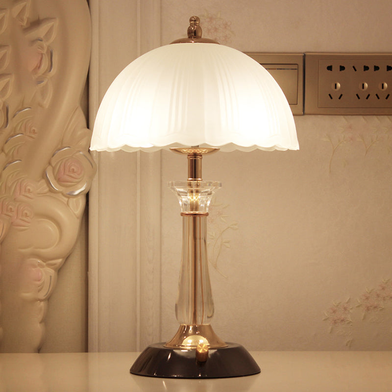 Glass Hemisphere Nightstand Lamp Minimalist 2-Light Table Light for Bedroom